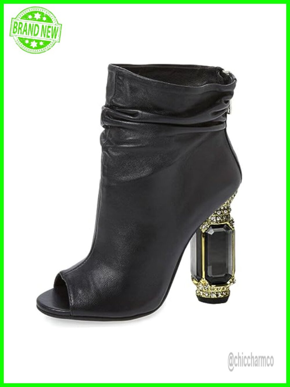 Peep Toe Slouch Ankle Boots Chunky Stacked High Heels Party Prom Dress Shoes